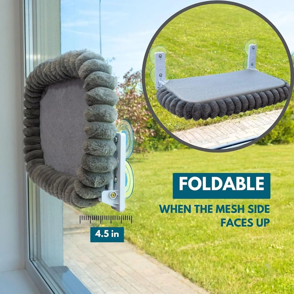 Foldable Window Cat Hammock With Suction Cups For Sunbathing And Lounging 2