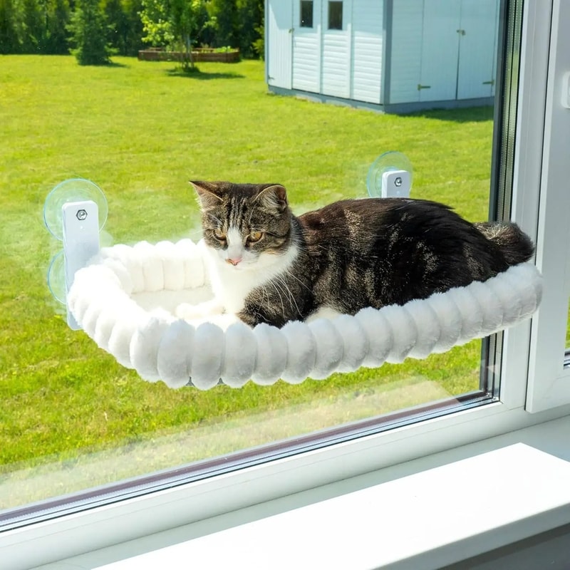 Foldable Window Cat Hammock With Suction Cups For Sunbathing And Lounging 6