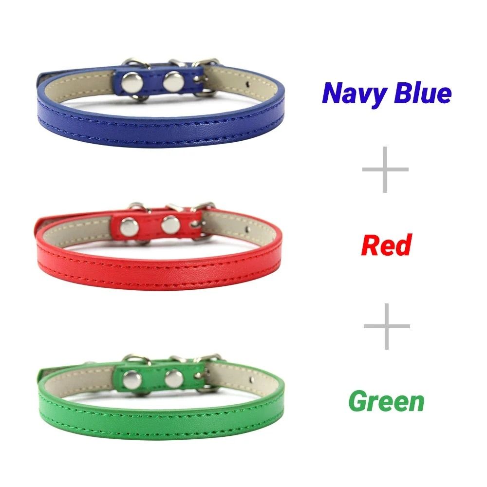 3Piece Soft PU Leather Cat Collar Set For Kittens Cats Small Dogs 9