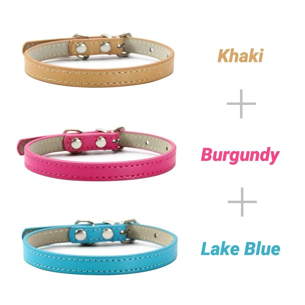 3Piece Soft PU Leather Cat Collar Set For Kittens Cats Small Dogs 12