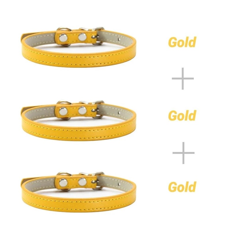 3Piece Soft PU Leather Cat Collar Set For Kittens Cats Small Dogs 15