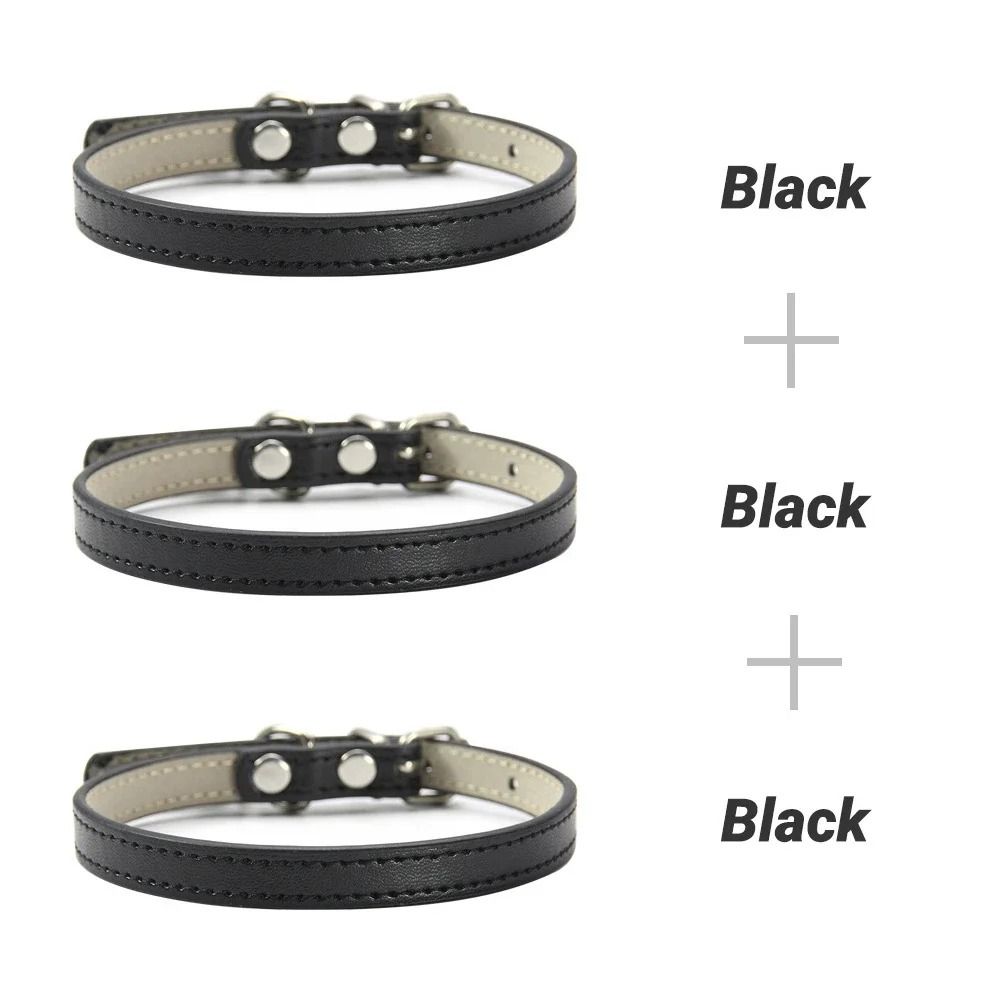 3Piece Soft PU Leather Cat Collar Set For Kittens Cats Small Dogs 16