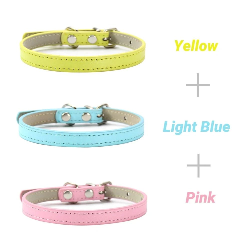 3Piece Soft PU Leather Cat Collar Set For Kittens Cats Small Dogs 5