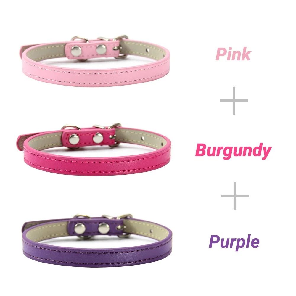 3Piece Soft PU Leather Cat Collar Set For Kittens Cats Small Dogs 6