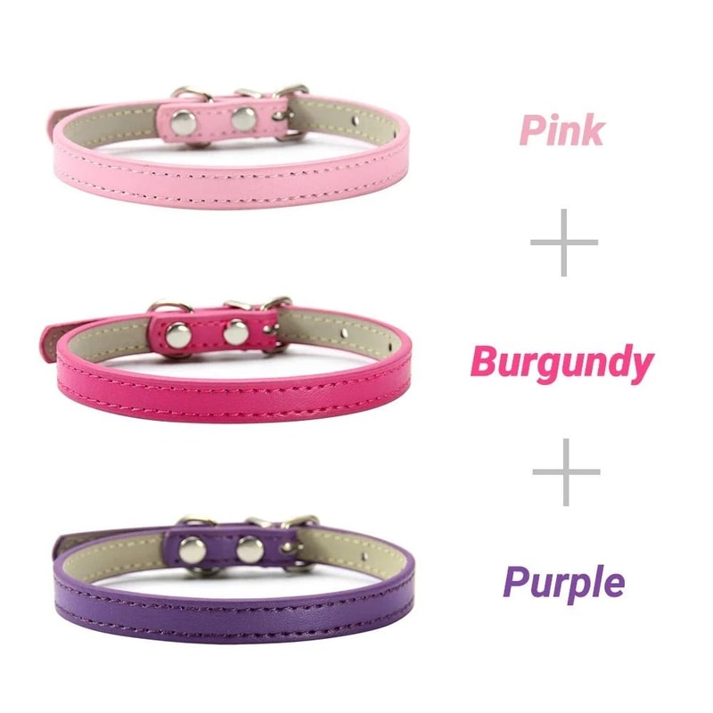 3Piece Soft PU Leather Cat Collar Set For Kittens Cats Small Dogs 6