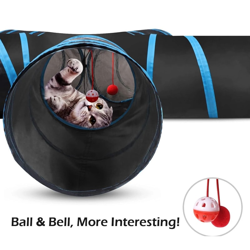 Pawaboo Collapsible Cat Tunnel With Balls And Bells For Interactive Indoor Play 3