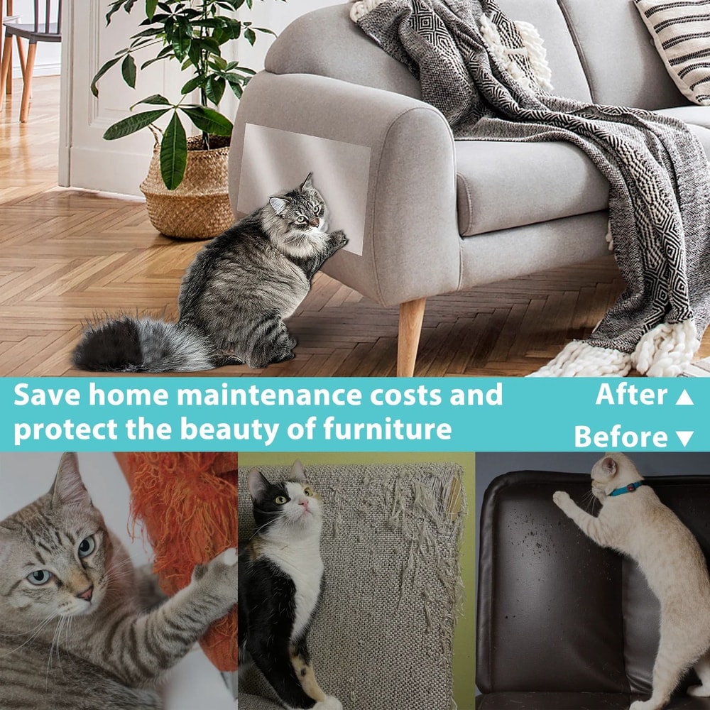 Transparent Cat Scratch Furniture Protector Tape For Sofas Couches Upholstery 2