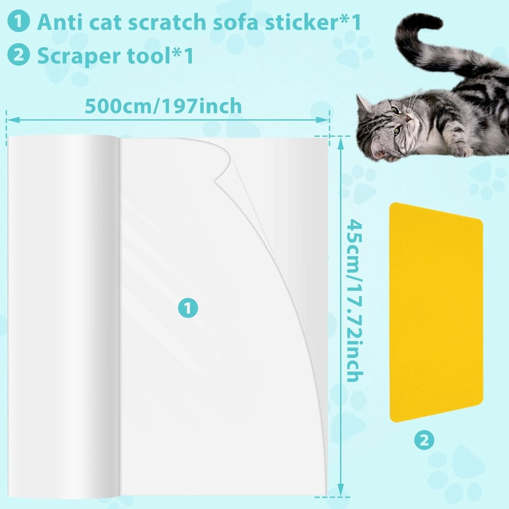Transparent Cat Scratch Furniture Protector Tape For Sofas Couches Upholstery 3