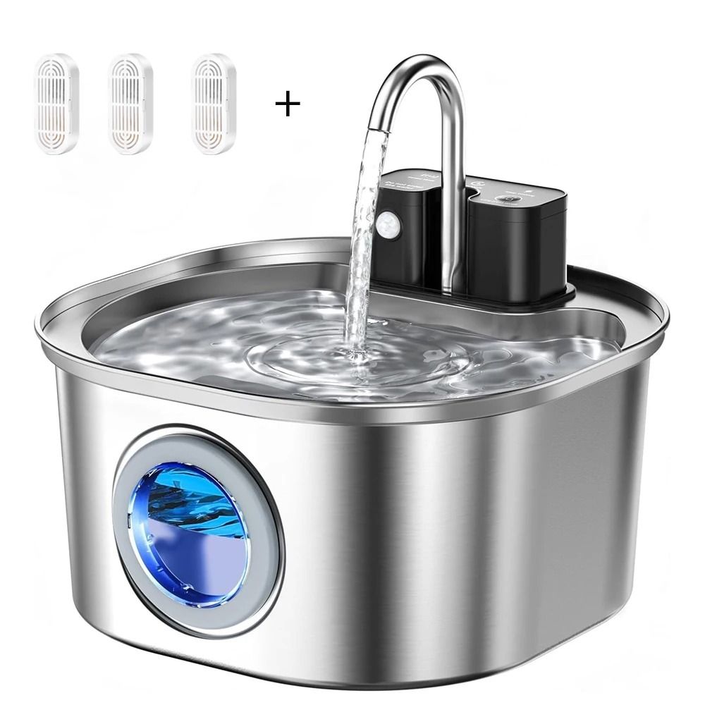 HydraSense Wireless Stainless Steel Pet Water Fountain 101oz Automatic Drinking Station 10
