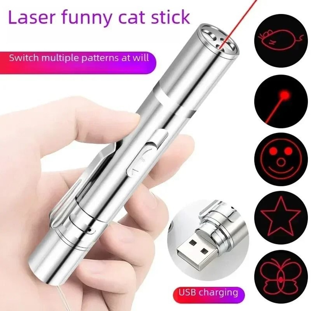 Smart USB Rechargeable Interactive Cat Laser Wand Toy With Pattern Projection 2