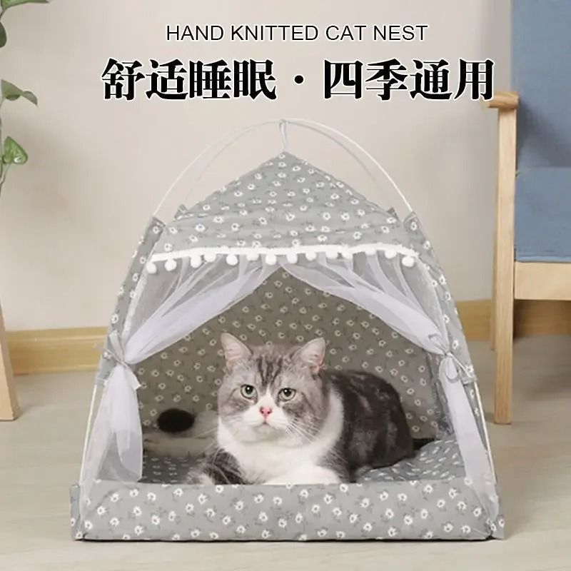 CozyNest Calming Cat Tent Bed With Cushioned Floor For Cats Small Dogs 1
