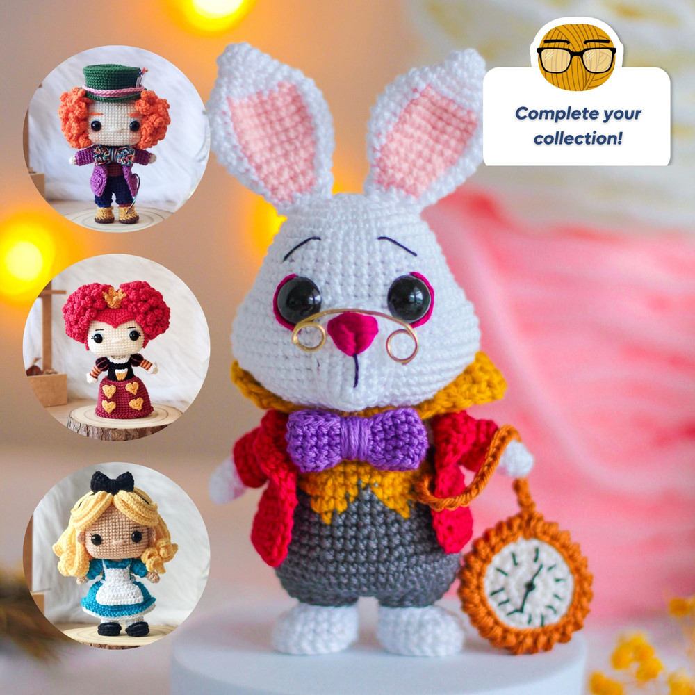 AMIGURUMI PATTERN White Rabbit Crochet Pattern Lewis Carroll Alice In Wonderland PDF Pattern 3