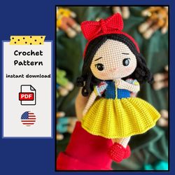 classic princess amigurumi crochet pattern – fairy tale doll pdf, diy handmade plush toy, instant digital download