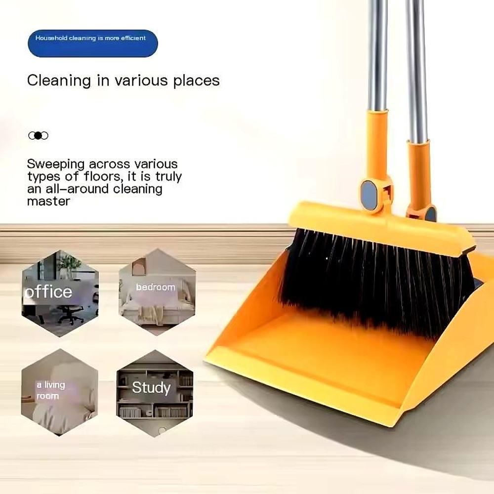 3in1 Rotatable Foldable Magnetic Broom  Dustpan Set With SelfCleaning Teeth  Ideal For Pet Hair  Co 2