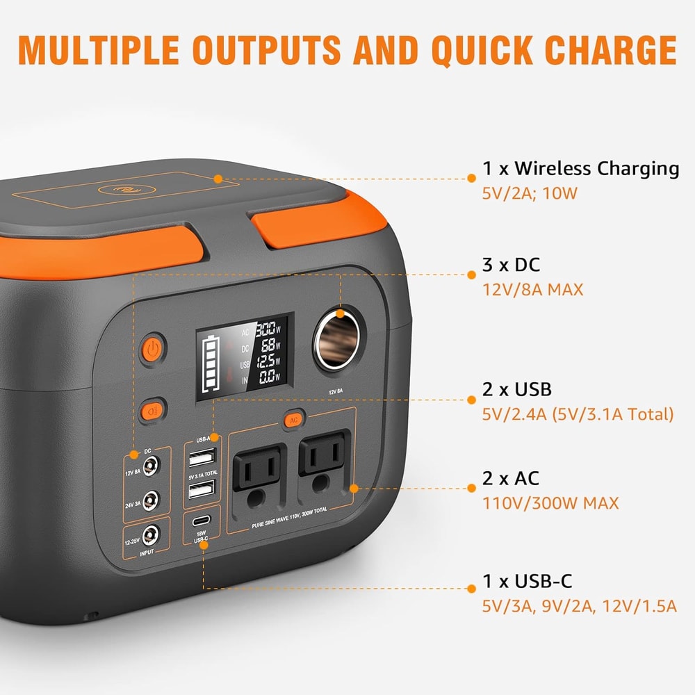 600W Portable Power Station With 110V AC Outlets Solar Generator Power Bank For Camping Travel Em 6