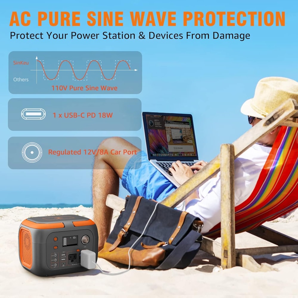 600W Portable Power Station With 110V AC Outlets Solar Generator Power Bank For Camping Travel Em 7