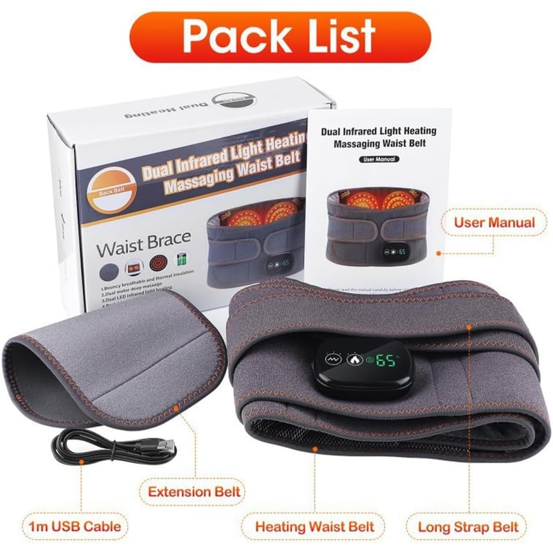 Electric Heating Waist Massager Belt Vibration Hot Compress Support With 3Level Adjustment 1