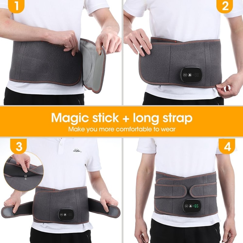 Electric Heating Waist Massager Belt Vibration Hot Compress Support With 3Level Adjustment 3