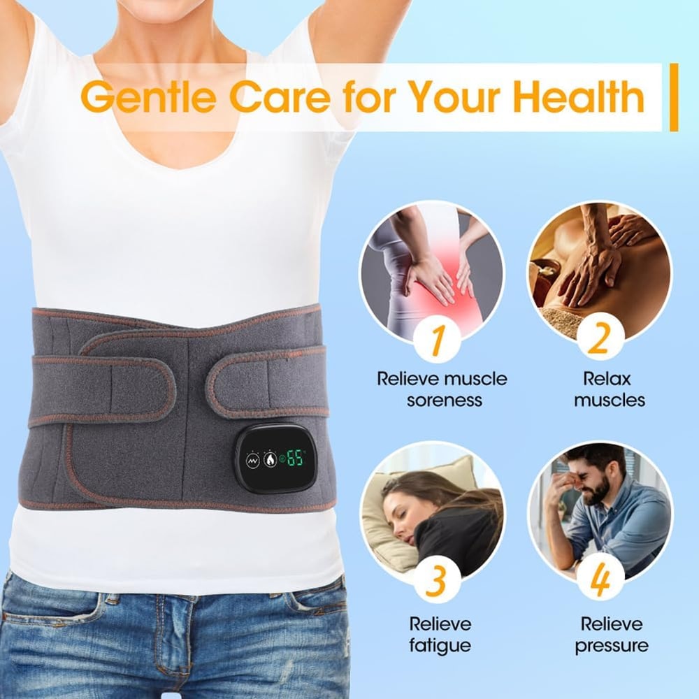 Electric Heating Waist Massager Belt Vibration Hot Compress Support With 3Level Adjustment 6