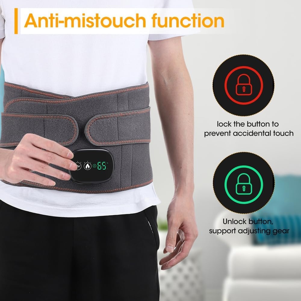 Electric Heating Waist Massager Belt Vibration Hot Compress Support With 3Level Adjustment 7