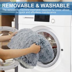 orthopedic human dog bed – 71" x 40" adult-sized lounger with removable cover (light grey)