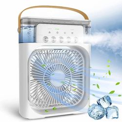 3-in-1 mini air cooler with humidifier & led night light – portable usb desktop fan