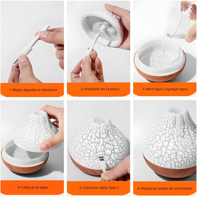 Volcano Mist 300ml USB Air Humidifier With 7Color Night Light Desktop Aromatherapy Diffuser Purif 4