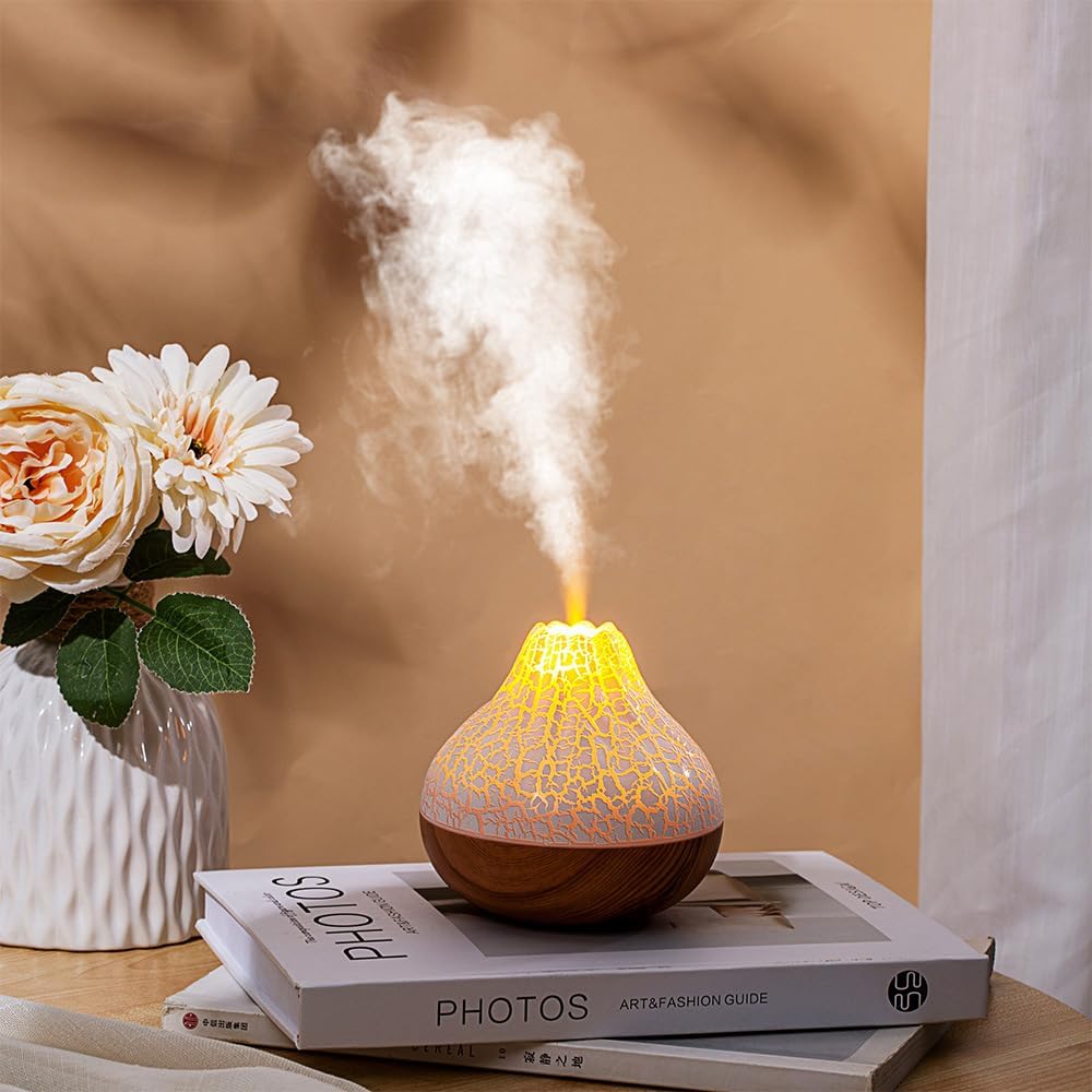 Volcano Mist 300ml USB Air Humidifier With 7Color Night Light Desktop Aromatherapy Diffuser Purif 1