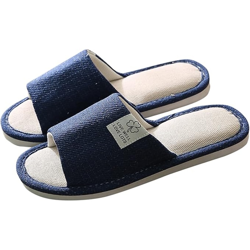 Breathable Linen OpenToe Slippers For Men Women Lightweight Indoor Comfort 6