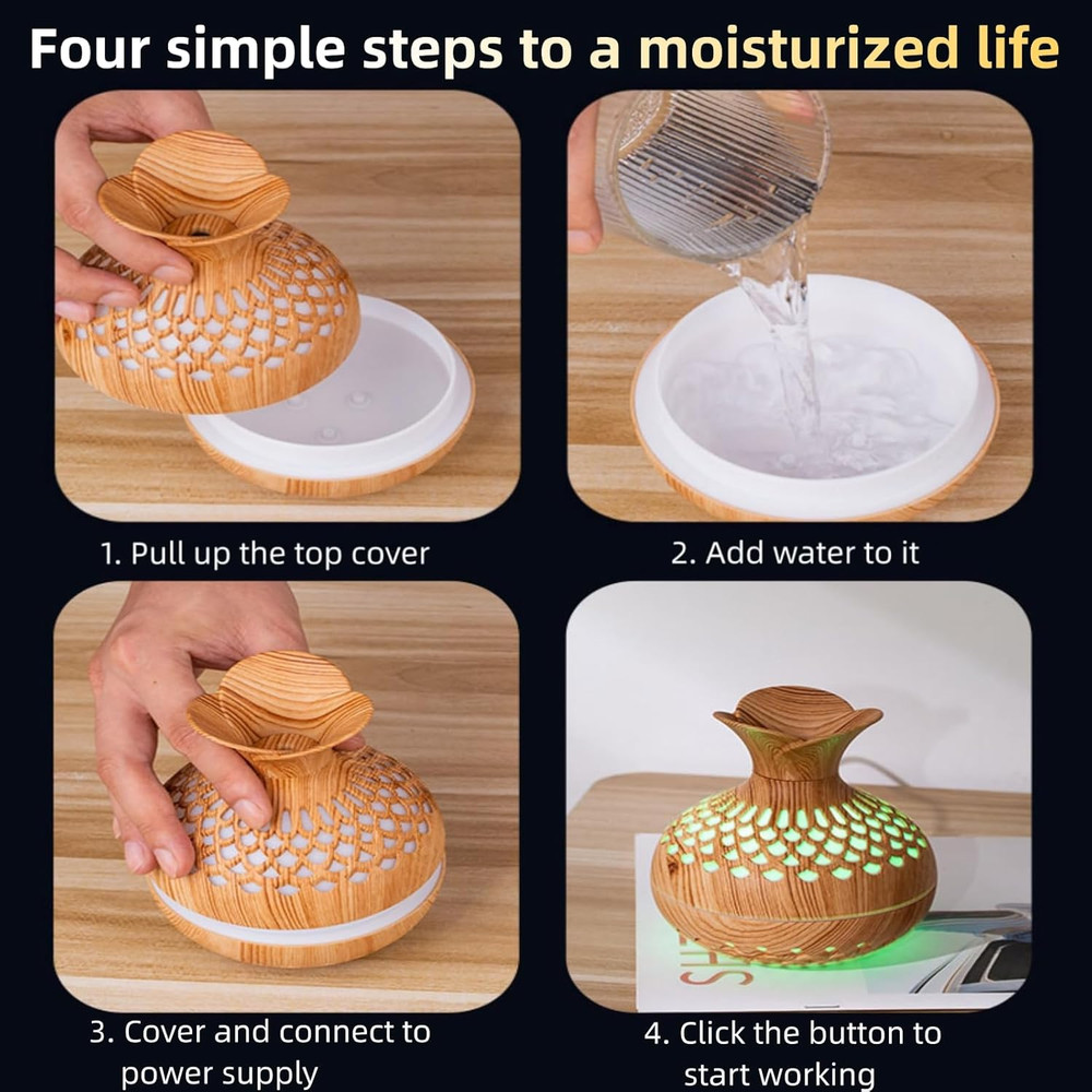SerenityMist 300ml Wood Grain USB Aroma Diffuser  Humidifier 9