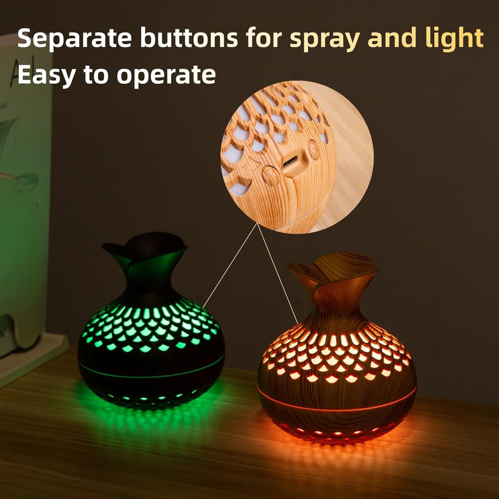 SerenityMist 300ml Wood Grain USB Aroma Diffuser  Humidifier 4
