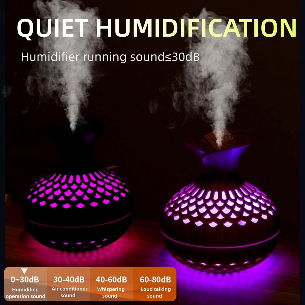 SerenityMist 300ml Wood Grain USB Aroma Diffuser  Humidifier 1