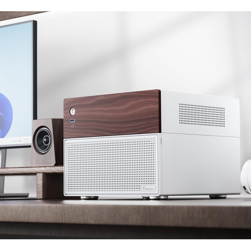 Jonsbo N4 Black NAS Chassis Compact 8Bay MicroATX Case With Walnut Panel 13