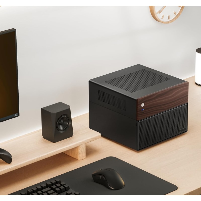 Jonsbo N4 Black NAS Chassis Compact 8Bay MicroATX Case With Walnut Panel 3