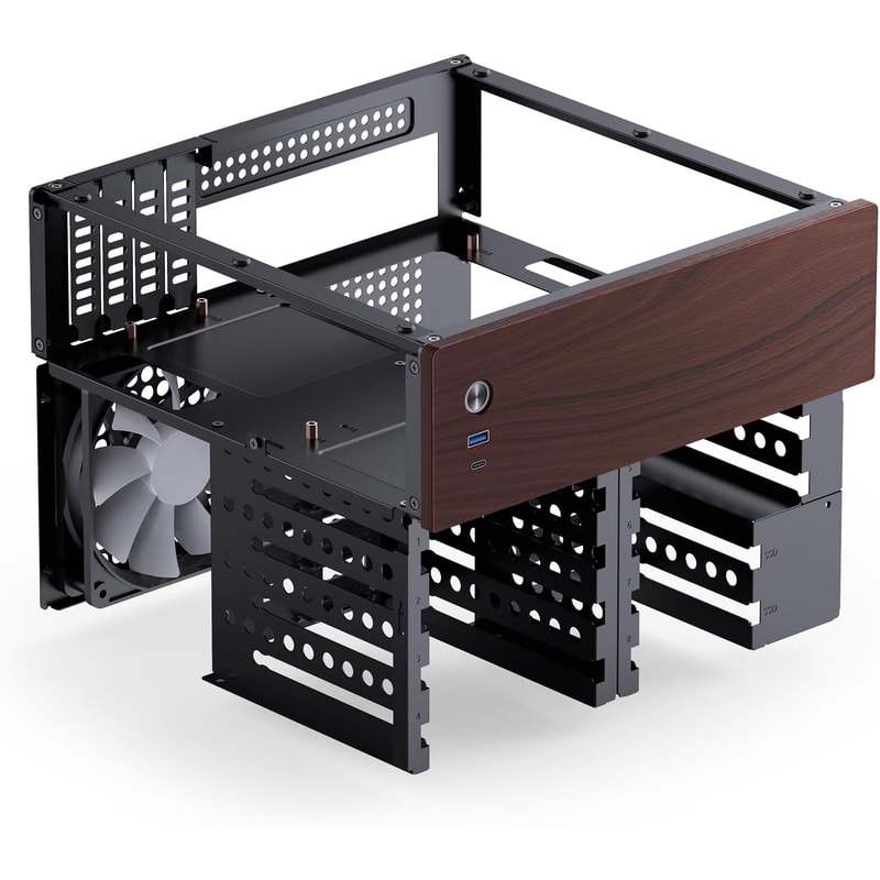 Jonsbo N4 Black NAS Chassis Compact 8Bay MicroATX Case With Walnut Panel 7