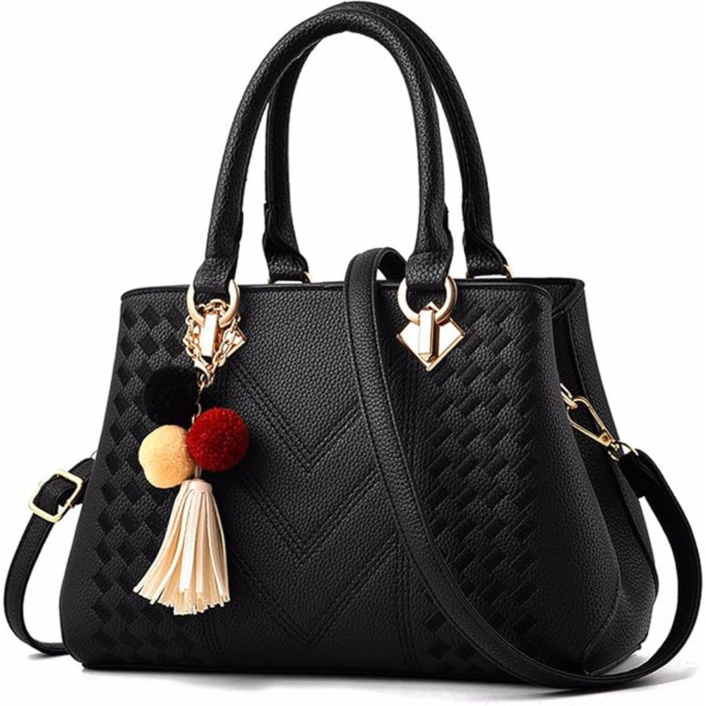 Elegant Embroidered Messenger Bag Stylish Women Leather Shoulder Handbag With Charm Accent 0