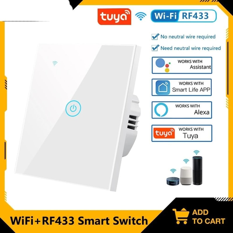 Tuya Smart WiFi Touch Light Switch No Neutral Required Alexa Google Home Compatible 6