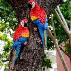 whimsical resin parrot wall sculpture – garden & home tree-mounted decoration