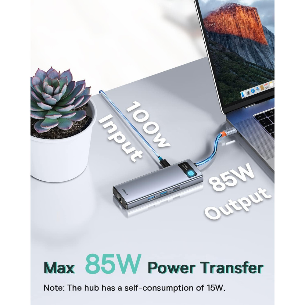 Baseus USBC Hub 7in1 Adapter 4K 60Hz HDMI 100W PD Charging Ethernet  USB 30 For MacBook And Laptop 4