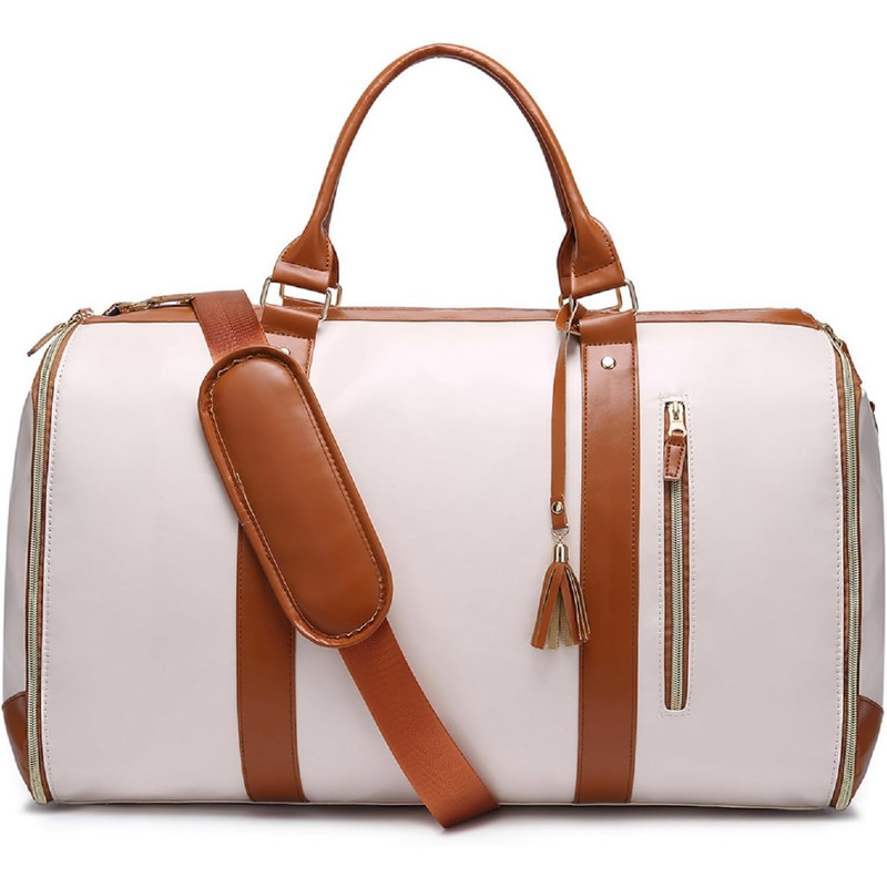 Foldable PU Leather Travel Duffel Large CarryOn Weekender Bag For Women Business  Leisure Trips 7