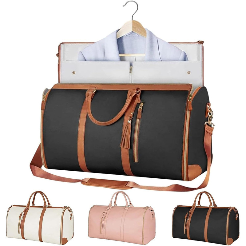 Foldable PU Leather Travel Duffel Large CarryOn Weekender Bag For Women Business  Leisure Trips 6