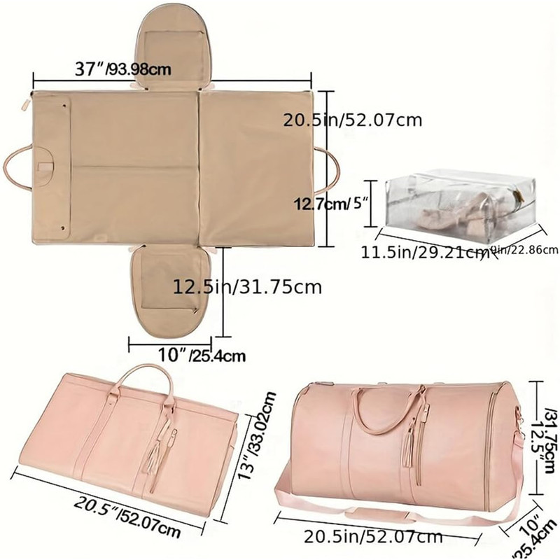 Foldable PU Leather Travel Duffel Large CarryOn Weekender Bag For Women Business  Leisure Trips 2