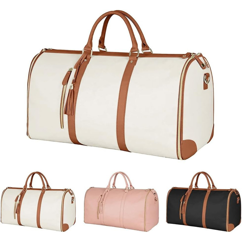 Foldable PU Leather Travel Duffel Large CarryOn Weekender Bag For Women Business  Leisure Trips 8