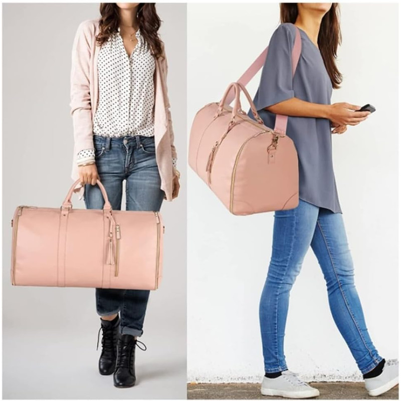 Foldable PU Leather Travel Duffel Large CarryOn Weekender Bag For Women Business  Leisure Trips 1