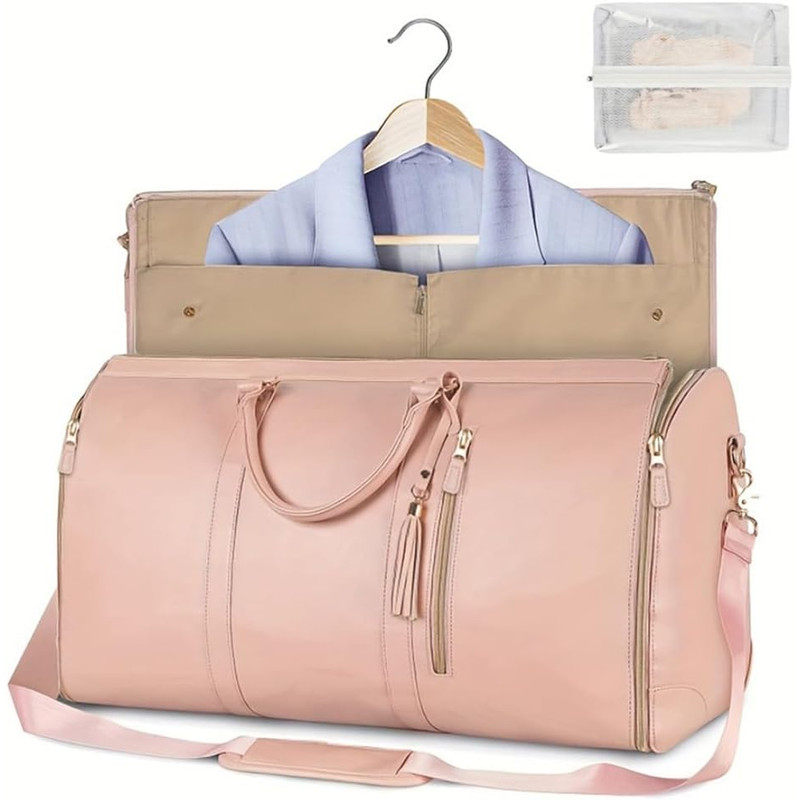 Foldable PU Leather Travel Duffel Large CarryOn Weekender Bag For Women Business  Leisure Trips 5