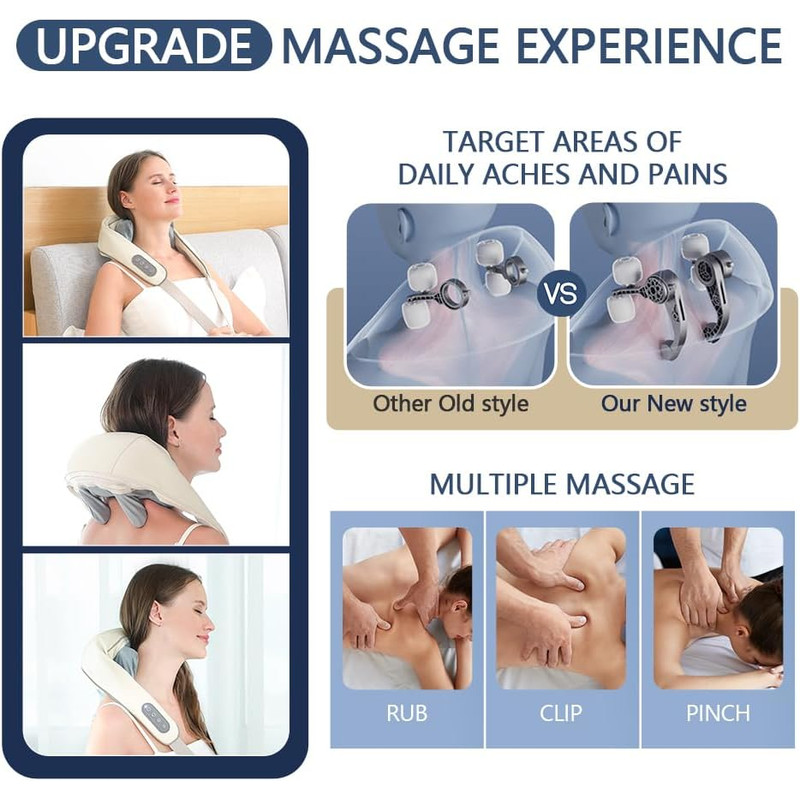 Viladepot 6D Kneading Massage Pillow  Heated Neck  Shoulder Massager With Adjustable Straps For Fat 8