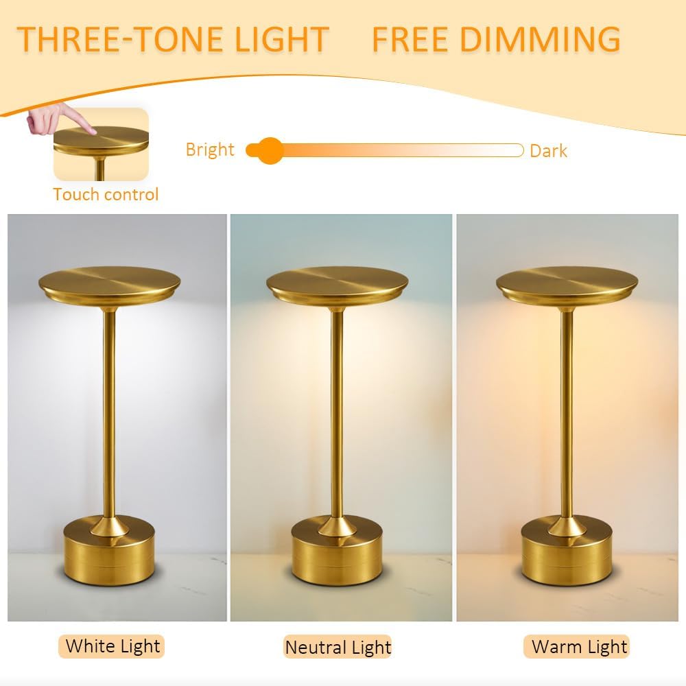 Wireless Touch Dimming LED Table Lamp Rechargeable Ambient Light For Home Bar Restaurant 5