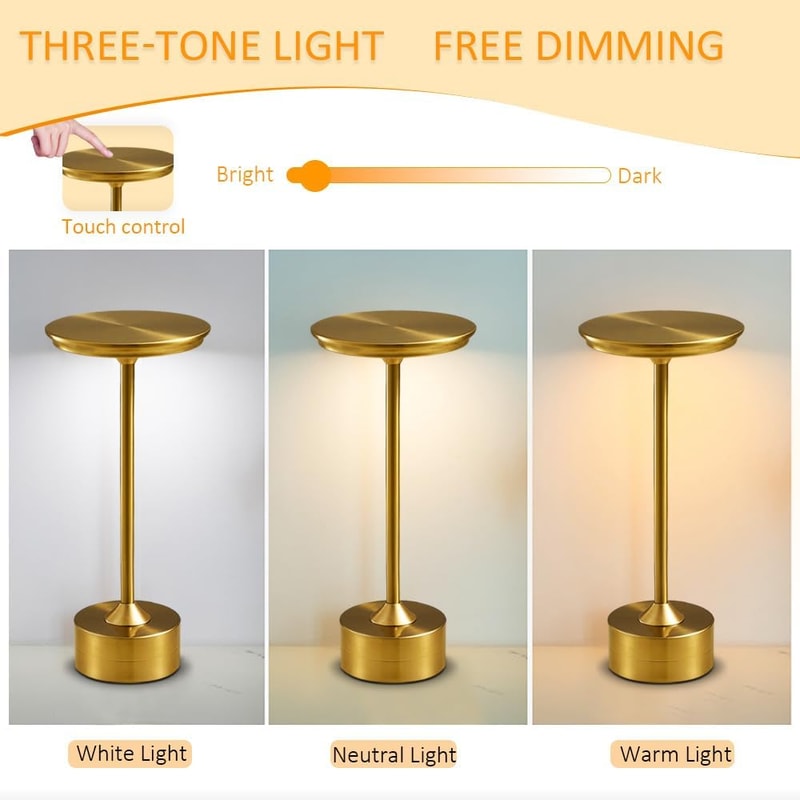 Wireless Touch Dimming LED Table Lamp Rechargeable Ambient Light For Home Bar Restaurant 5