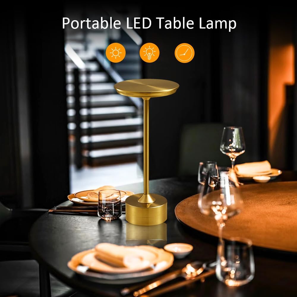 Wireless Touch Dimming LED Table Lamp Rechargeable Ambient Light For Home Bar Restaurant 12