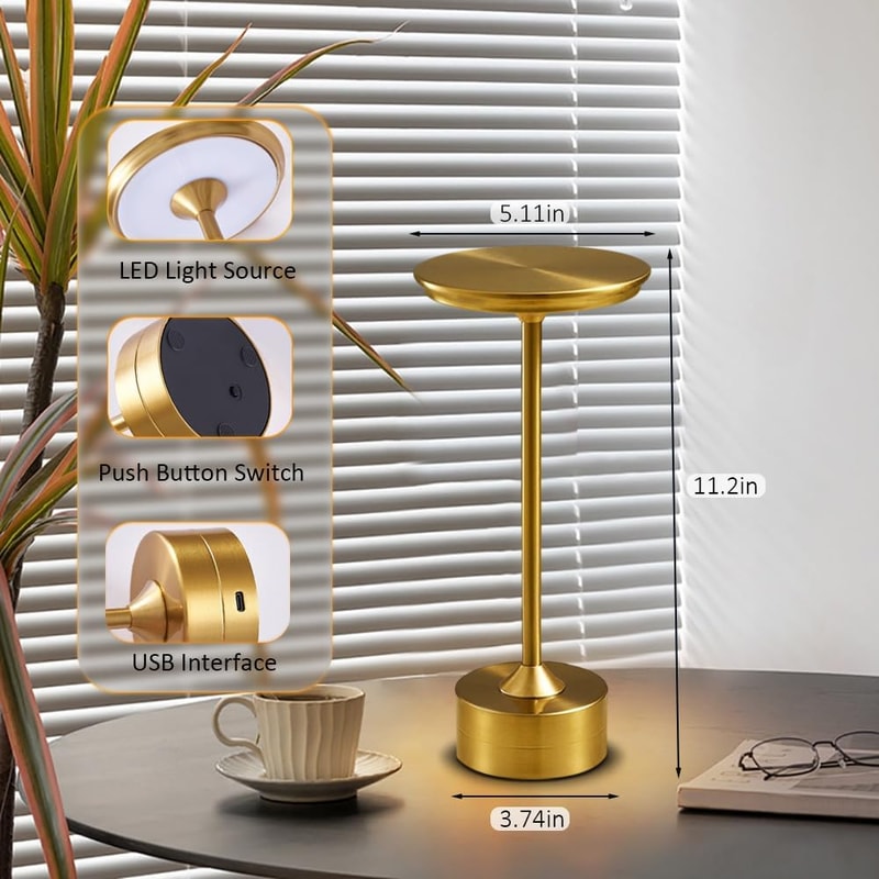 Wireless Touch Dimming LED Table Lamp Rechargeable Ambient Light For Home Bar Restaurant 1